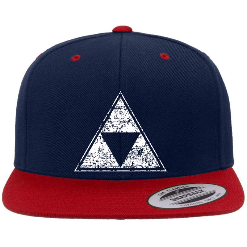 Zelda Triforce Premium Flat Bill Snapback Cap  Navy