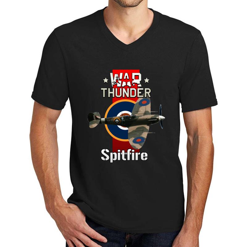 War Thunder Spitfire Unisex V-Neck T-Shirt Men Black