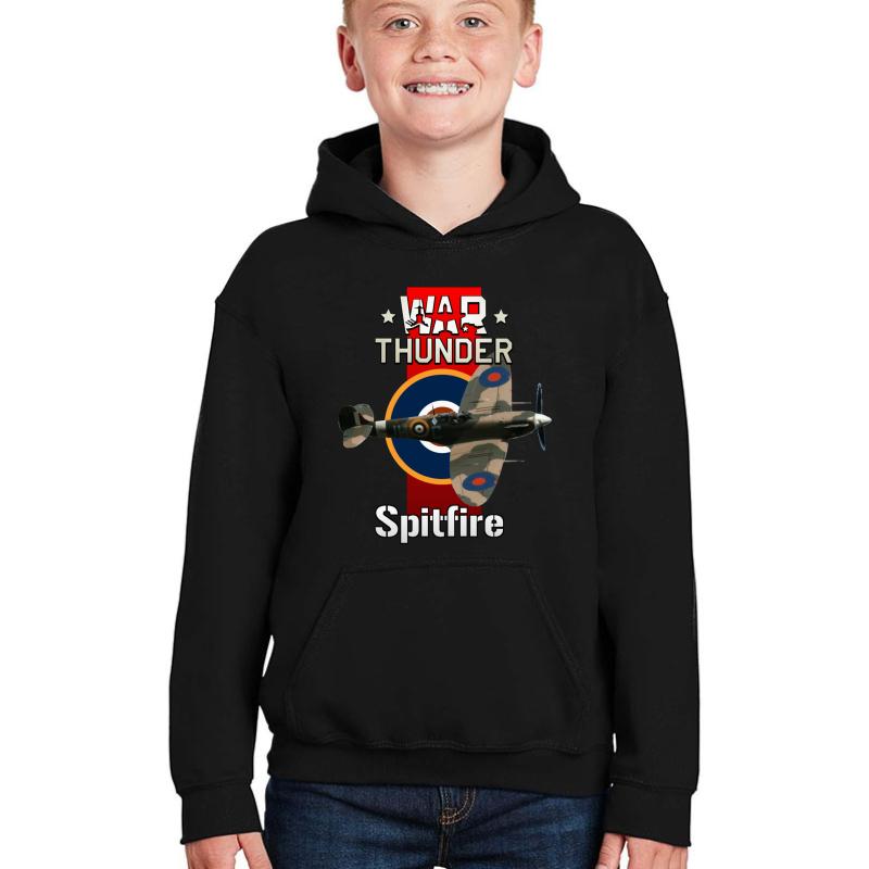 War Thunder Spitfire Youth Hooded Sweatshirt Boy Black