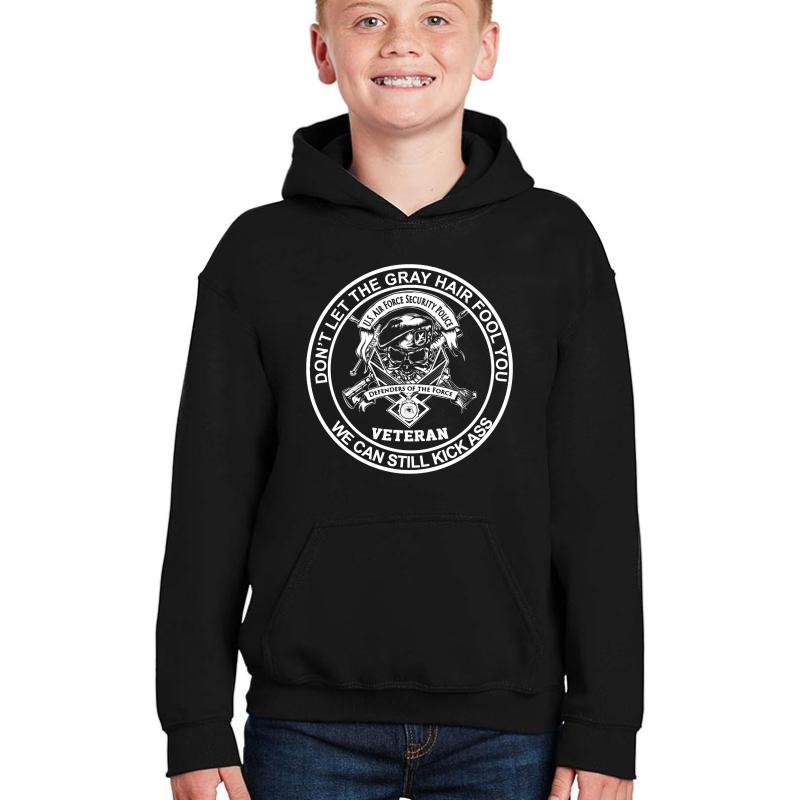 Veteran - United States Air Force Security Forces Youth Hooded Sweatshirt Boy Black