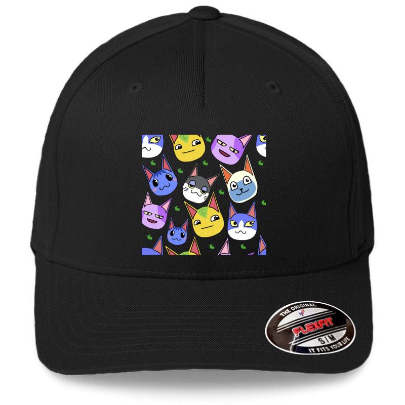 Animal Crossing Cats Flexfit Baseball Cap  Black