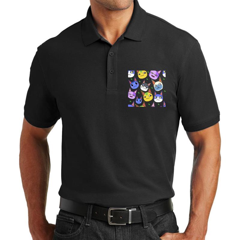 Animal Crossing Cats Unisex Polo Jersey Sport Shirt Men Black