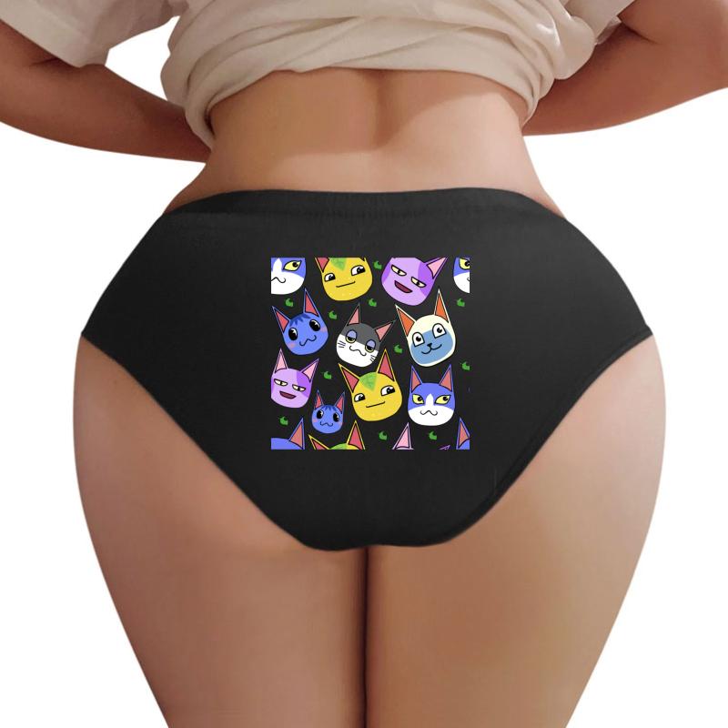 Animal Crossing Cats Women Underwear Panties Women Black