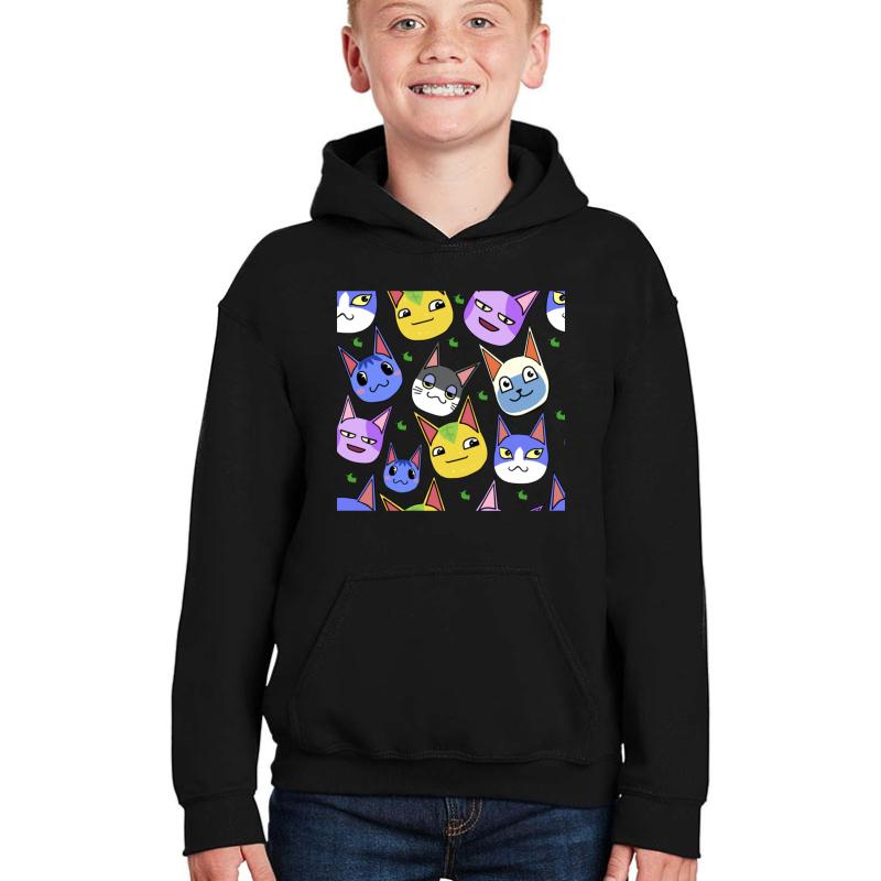 Animal Crossing Cats Youth Hooded Sweatshirt Boy Black