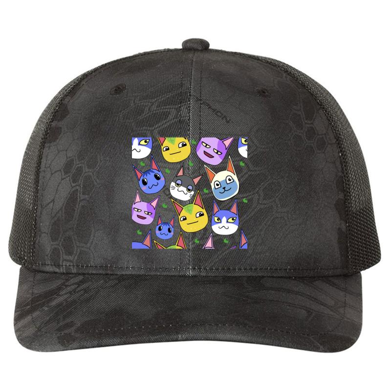 Animal Crossing Cats Richardson Premium Trucker Snapback Cap  Kryptek Typhon Black