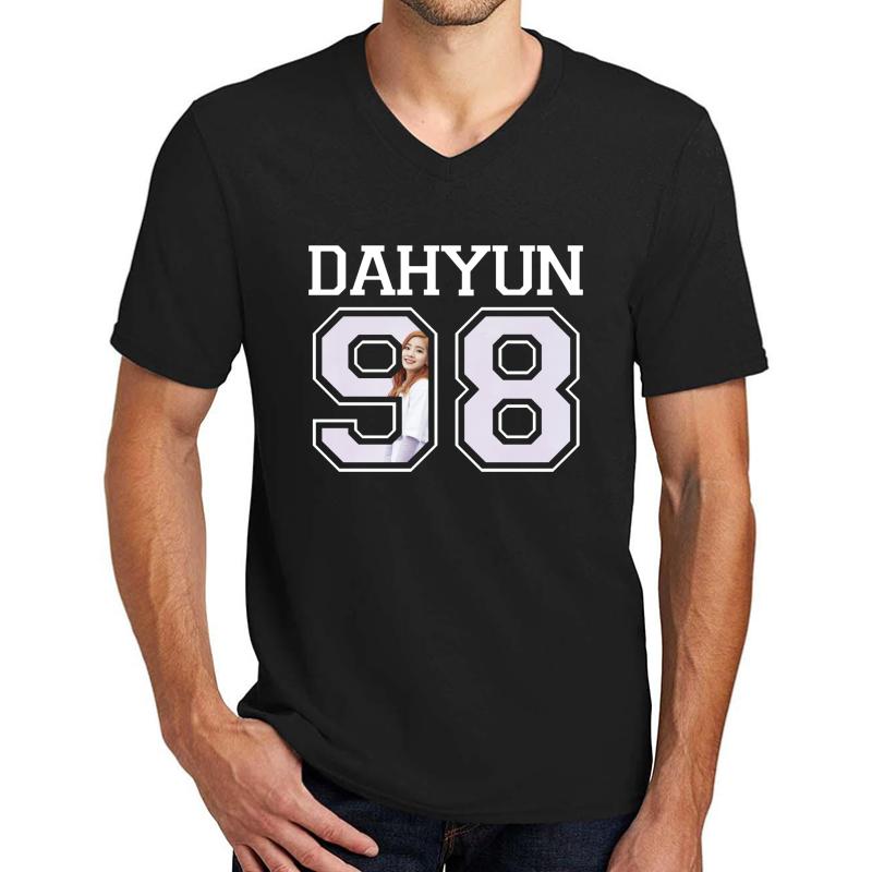 Twice - Dahyun 98 Unisex V-Neck T-Shirt Men Black