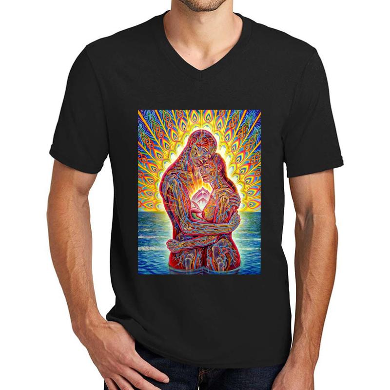 Alex Grey My Love Unisex V-Neck T-Shirt Men Black