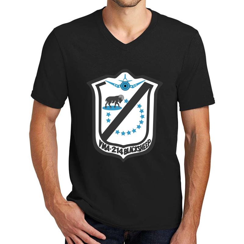 Vmf-214 Emblem Unisex V-Neck T-Shirt Men Black