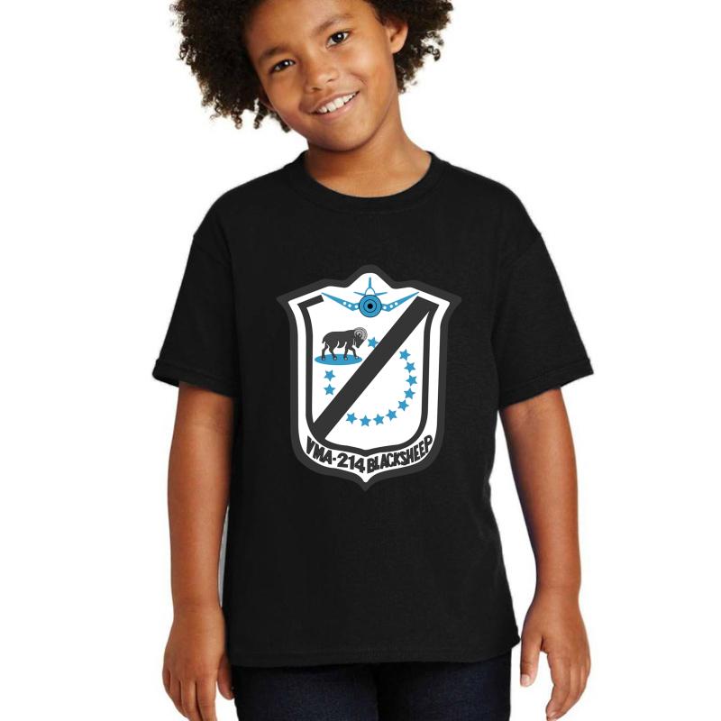 Vmf-214 Emblem Youth T-Shirt Boy Black