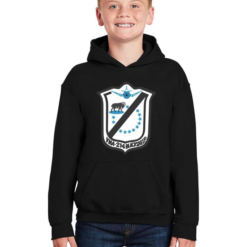 Vmf-214 Emblem Youth Hooded Sweatshirt Boy Black