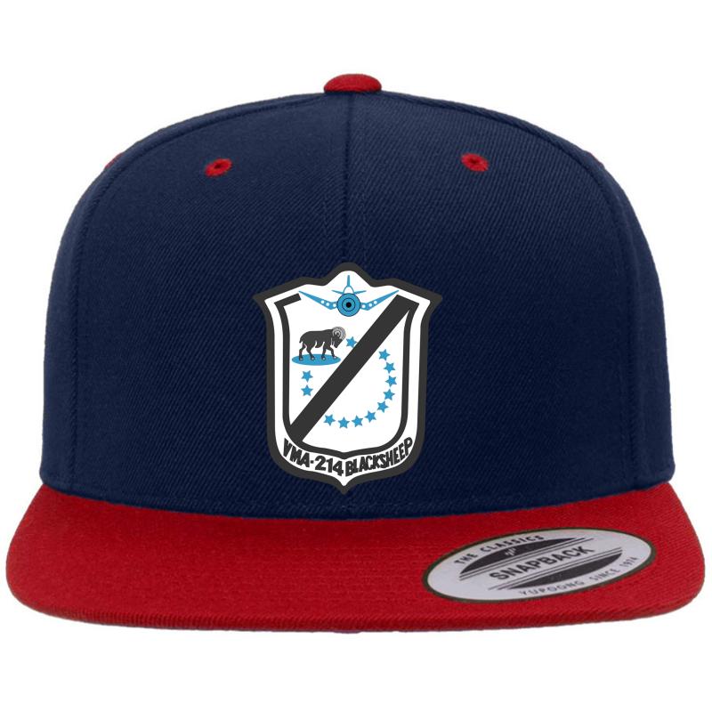 Vmf-214 Emblem Premium Flat Bill Snapback Cap  Navy