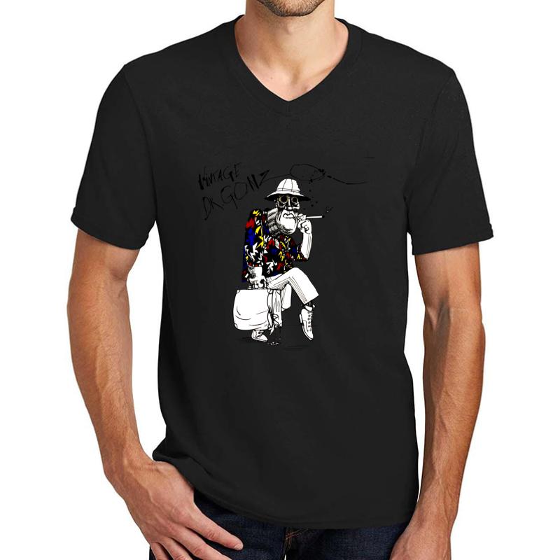 Vintage Dr. Gonzo Fear And Loathing Unisex V-Neck T-Shirt Men Black