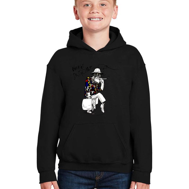 Vintage Dr. Gonzo Fear And Loathing Youth Hooded Sweatshirt Boy Black