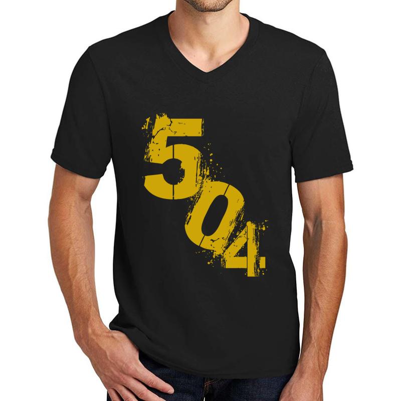 504 New Orleans Nola Shirts Iphone Cases Mugs Tablets Unisex V-Neck T-Shirt Men Black