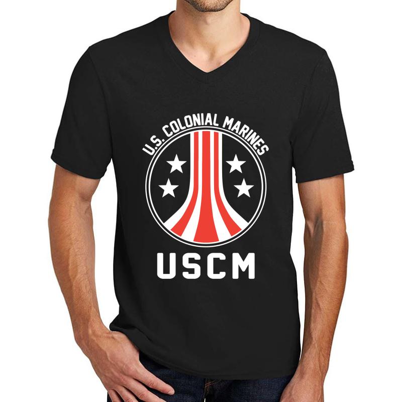 Uscm Us Colonial Marines Unisex V-Neck T-Shirt Men Black