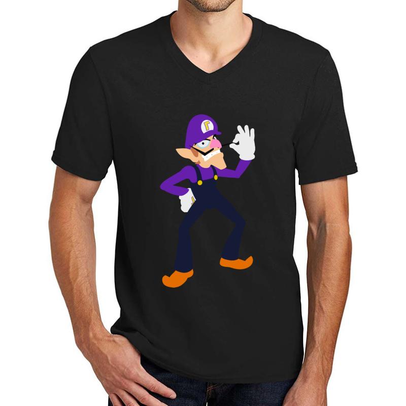 Waluigi Minimalistic Unisex V-Neck T-Shirt Men Black