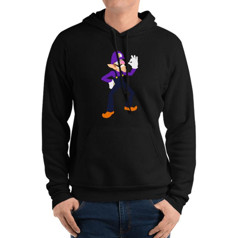 Waluigi Minimalistic Unisex Hooded Sweatshirt Men Black