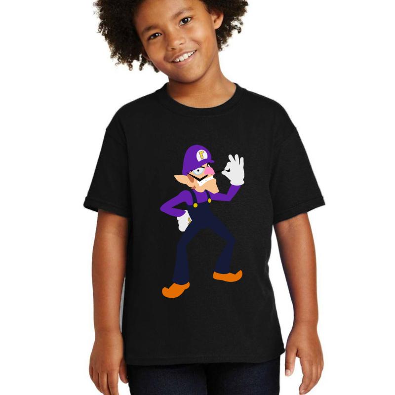 Waluigi Minimalistic Youth T-Shirt Boy Black