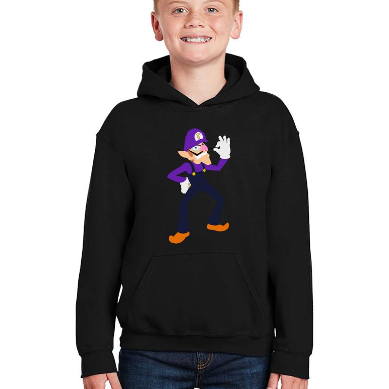 Waluigi Minimalistic Youth Hooded Sweatshirt Boy Black