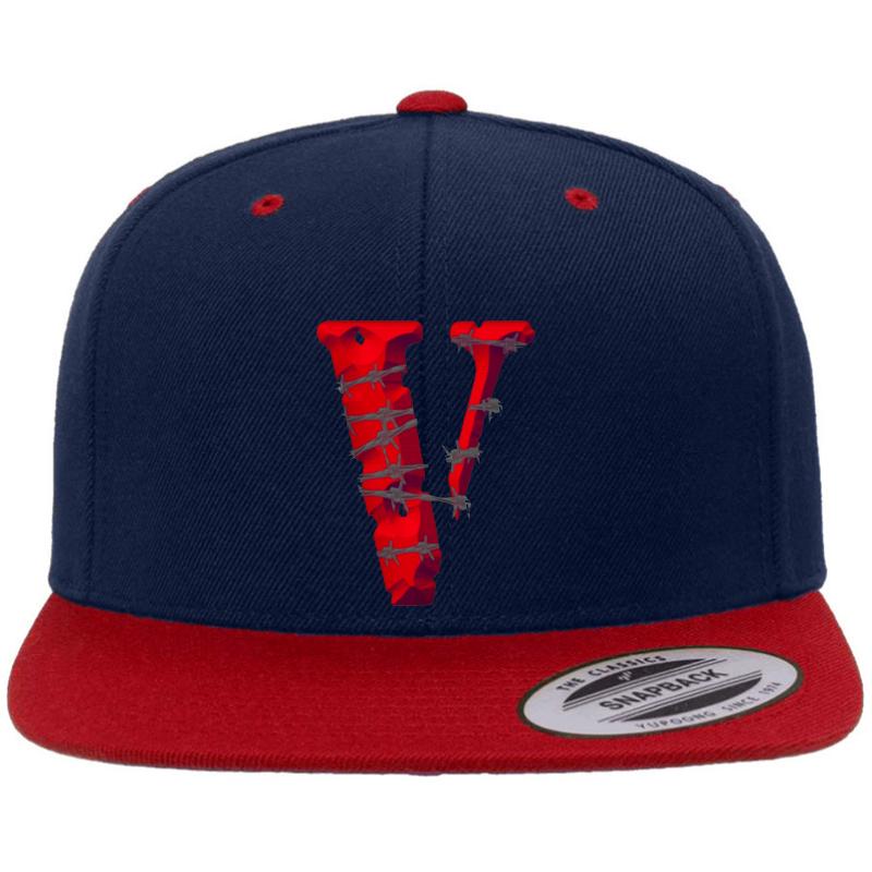 Vlone Premium Flat Bill Snapback Cap  Navy