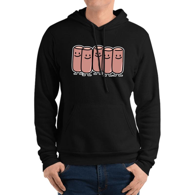 Vienna Sausages Friends Canned Meat Sausage Group Unisex Hooded Sweatshirt Men Black