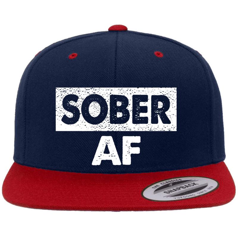 'Sober Af' Funny Sober Af Best Premium Flat Bill Snapback Cap  Navy