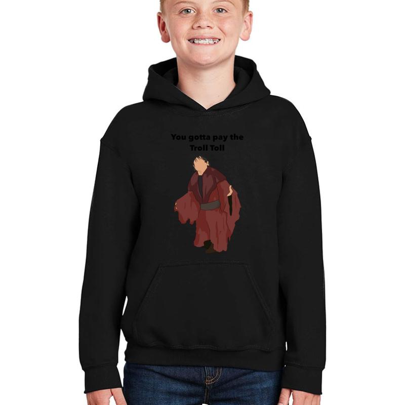 Troll Toll Design Youth Hooded Sweatshirt Boy Black