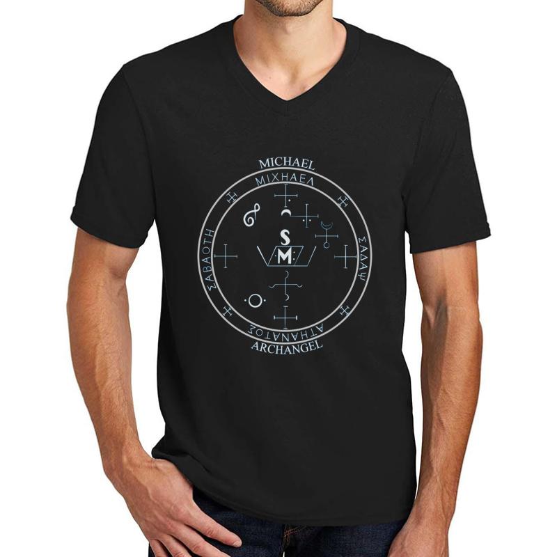 Archangel Michael Sigil Seal Unisex V-Neck T-Shirt Men Black