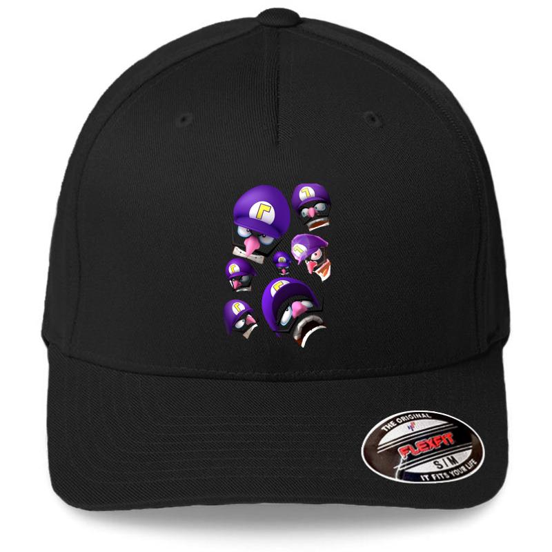 Waluigi Face Compilation Flexfit Baseball Cap  Black