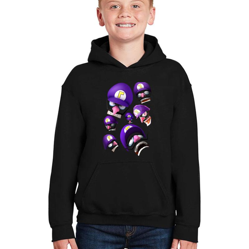 Waluigi Face Compilation Youth Hooded Sweatshirt Boy Black