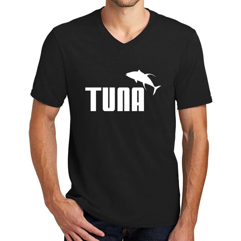 Tuna Fish Design Unisex V-Neck T-Shirt Men Black