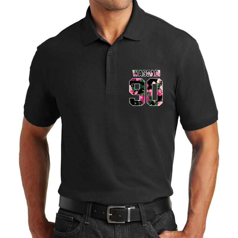 Alex Wassabi - Colored Flowers Unisex Polo Jersey Sport Shirt Men Black