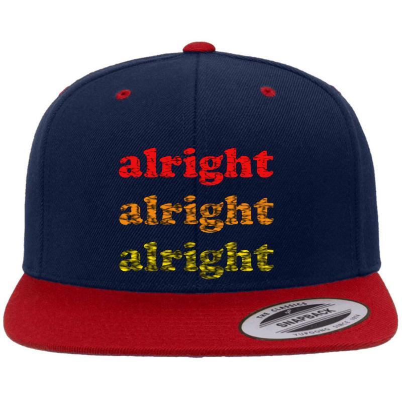 Alright Alright Alright - Matthew Mcconaughey : White Premium Flat Bill Snapback Cap  Navy