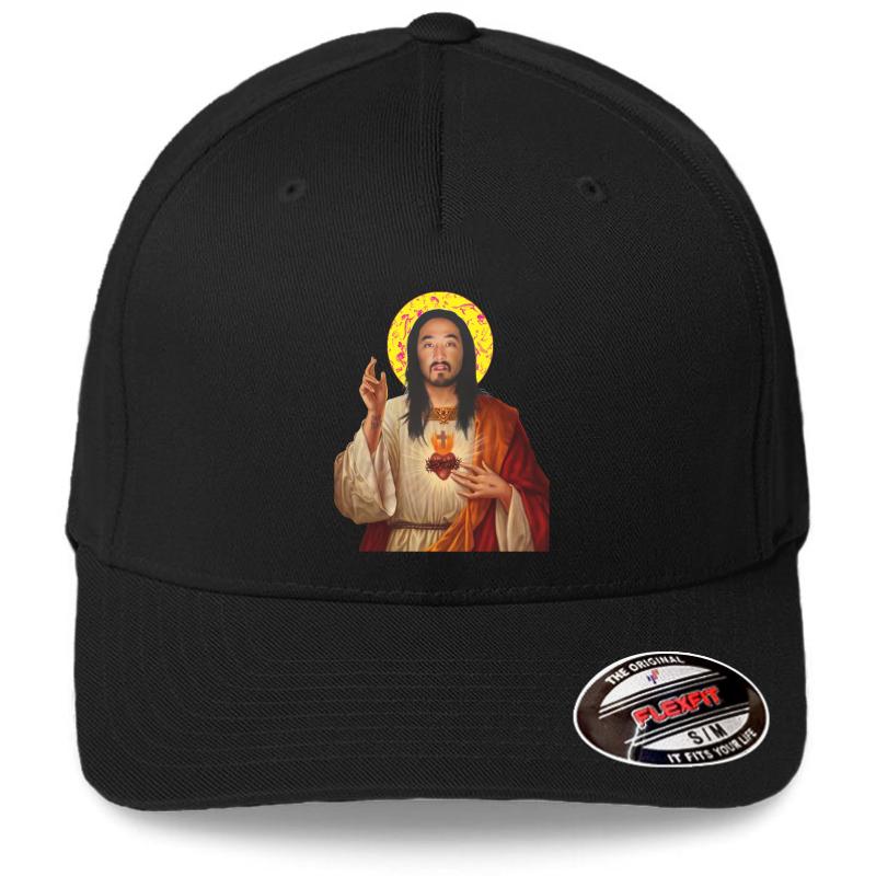 'Stevus Christ' - Steve Aoki Dim Mak Flexfit Baseball Cap  Black