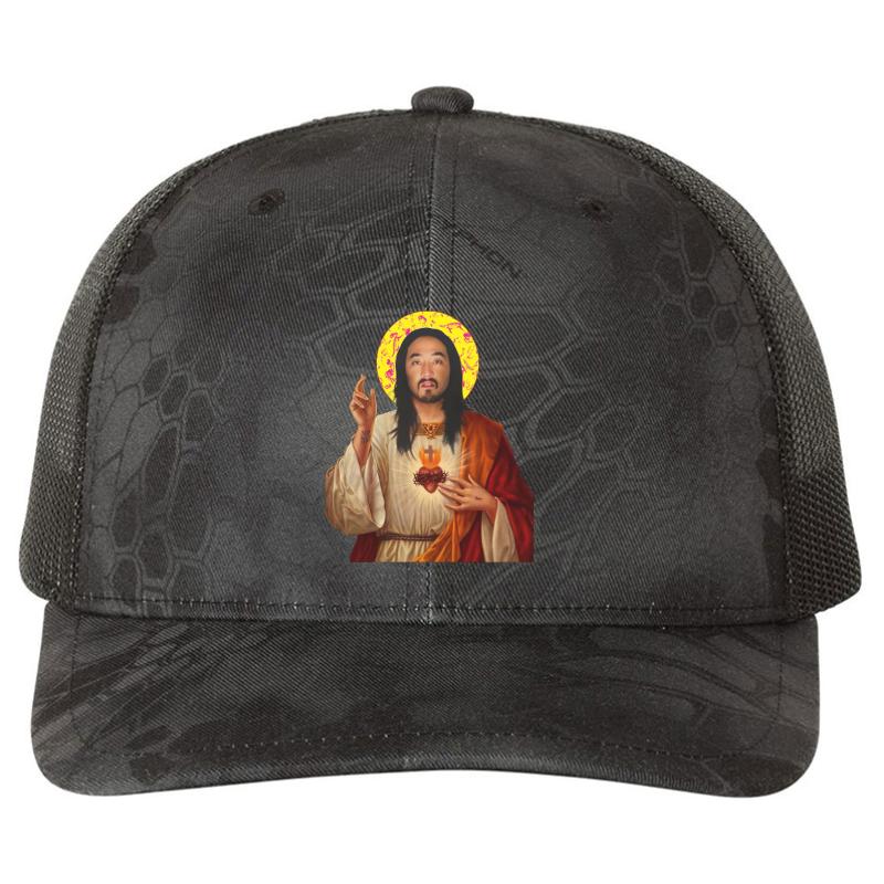 'Stevus Christ' - Steve Aoki Dim Mak Richardson Premium Trucker Snapback Cap  Kryptek Typhon Black