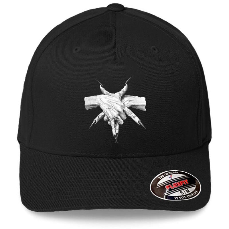 666 Pentagram Hand Sign Ghostemane  Flexfit Baseball Cap  Black