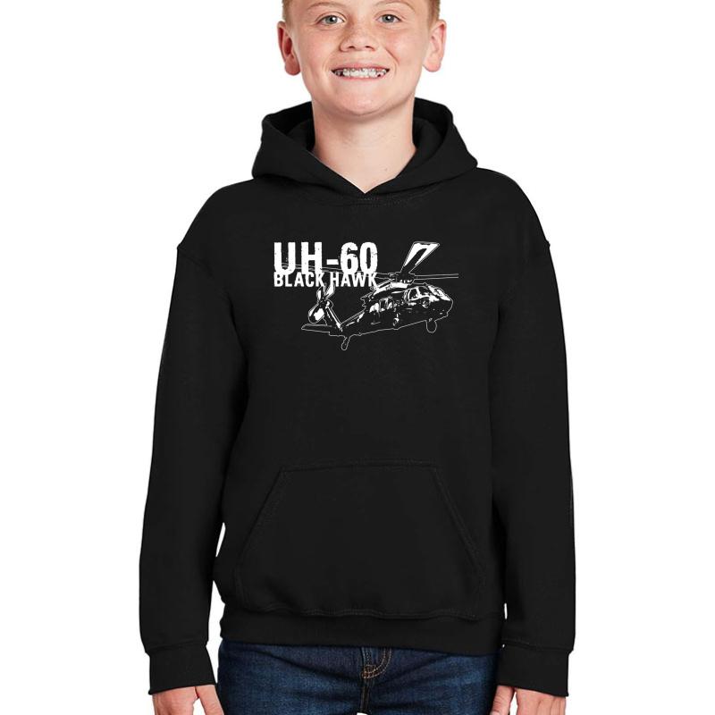 Uh-60 Black Hawk Youth Hooded Sweatshirt Boy Black