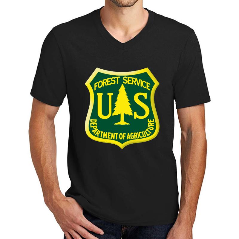 U S Forest Service Unisex V-Neck T-Shirt Men Black