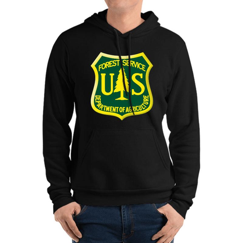 U S Forest Service Unisex Hooded Sweatshirt Men Black