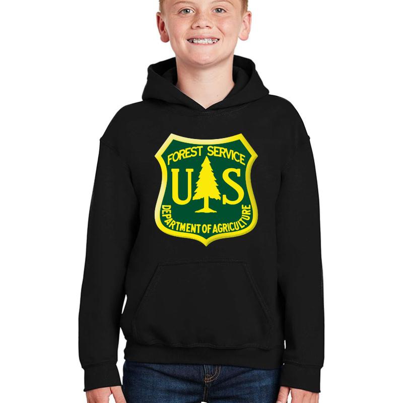 U S Forest Service Youth Hooded Sweatshirt Boy Black