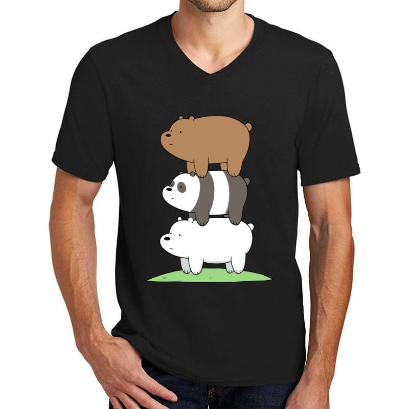 We Bare Bears Unisex V-Neck T-Shirt Men Black