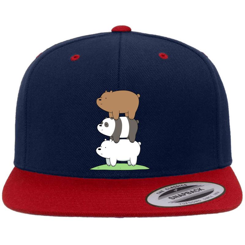 We Bare Bears Premium Flat Bill Snapback Cap  Navy