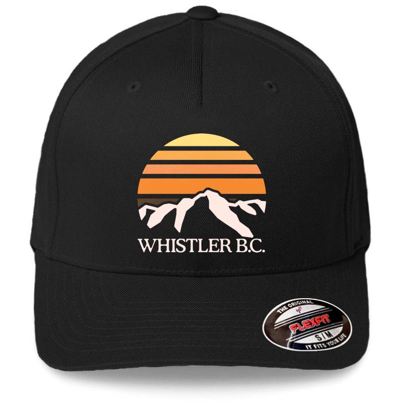 Whistler Bc Mountain Sun Flexfit Baseball Cap  Black