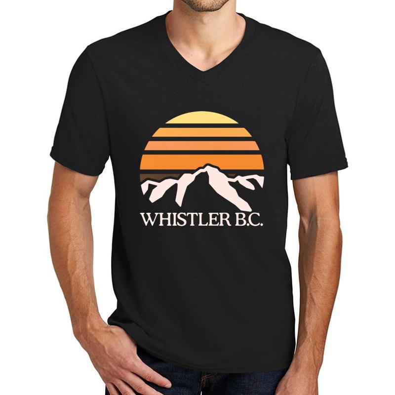 Whistler Bc Mountain Sun Unisex V-Neck T-Shirt Men Black