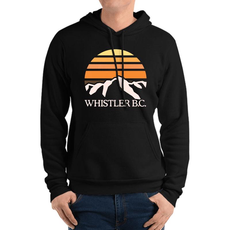 Whistler Bc Mountain Sun Unisex Hooded Sweatshirt Men Black