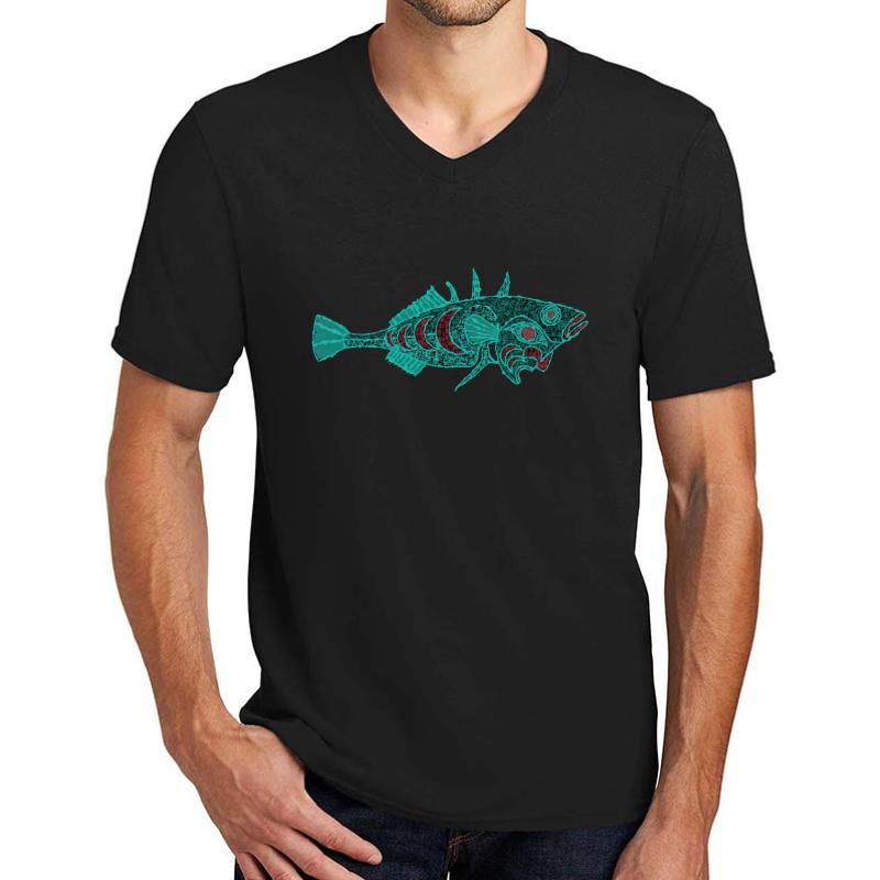 Three-Spined Stickleback Unisex V-Neck T-Shirt Men Black