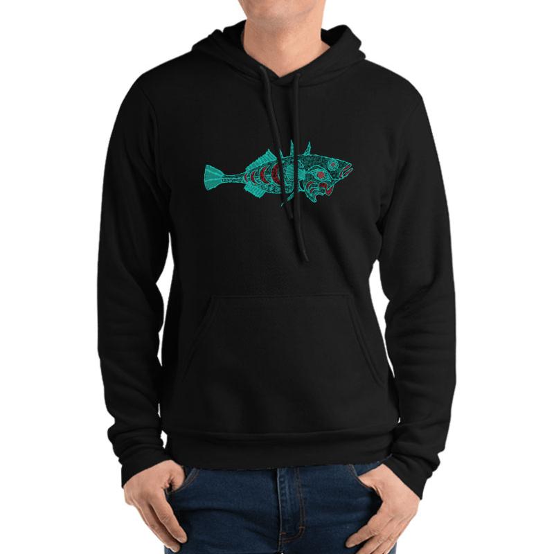 Three-Spined Stickleback Unisex Hooded Sweatshirt Men Black