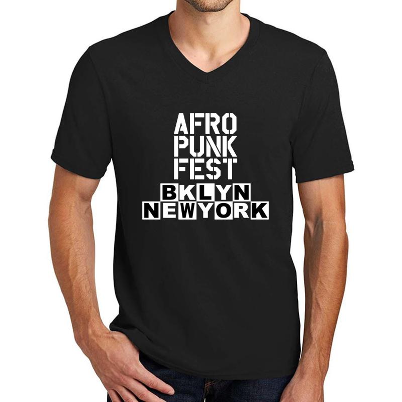 Afropunk Fest Brokelyn Newyork Unisex V-Neck T-Shirt Men Black