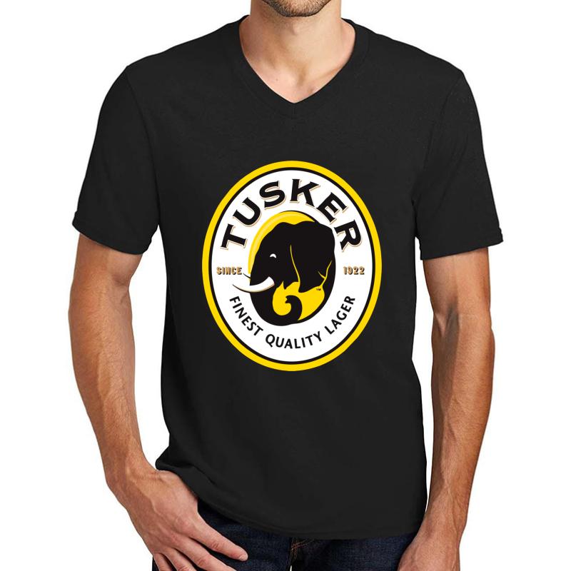 Tusker Lager Logo Unisex V-Neck T-Shirt Men Black