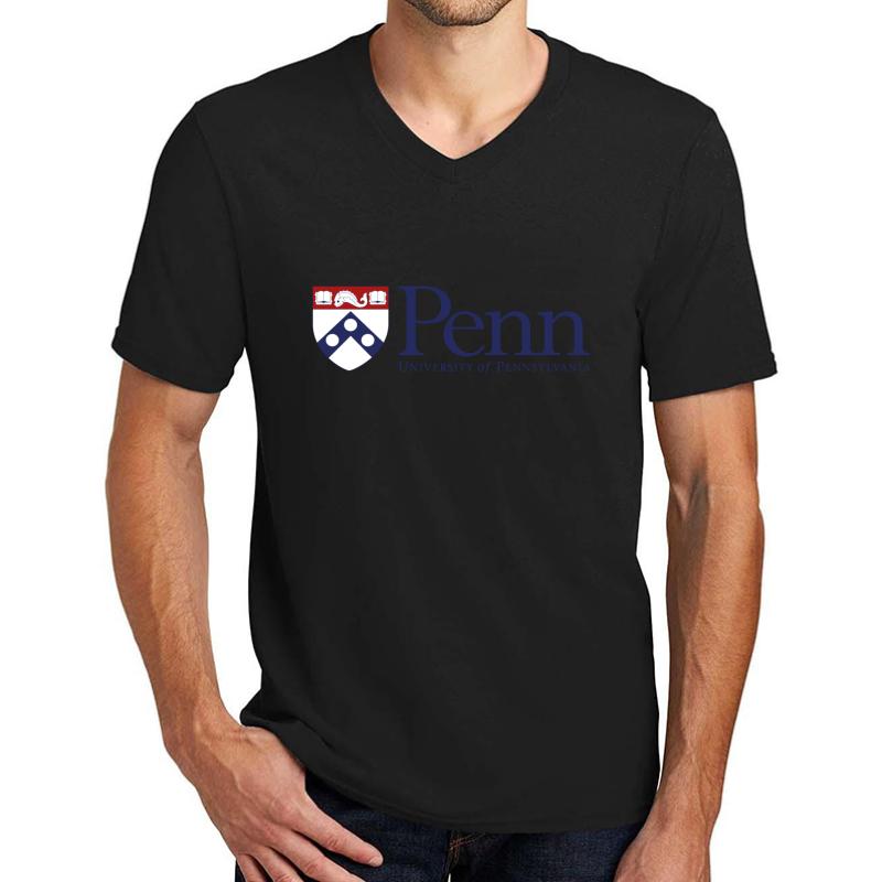 University Of Pennsylvania Classic Logo  Unisex V-Neck T-Shirt Men Black